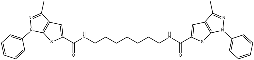 3-methyl-N-(7-{[(3-methyl-1-phenyl-1H-thieno[2,3-c]pyrazol-5-yl)carbonyl]amino}heptyl)-1-phenyl-1H-thieno[2,3-c]pyrazole-5-carboxamide Struktur