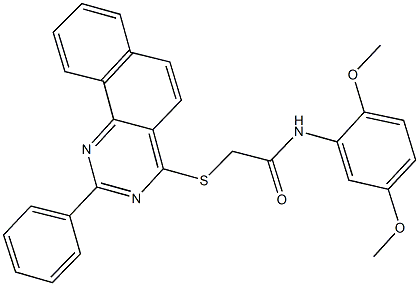 N-(2,5-dimethoxyphenyl)-2-[(2-phenylbenzo[h]quinazolin-4-yl)sulfanyl]acetamide Struktur