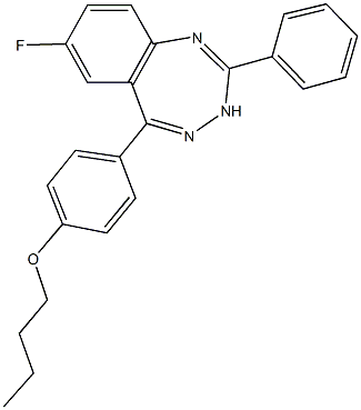 butyl 4-(7-fluoro-2-phenyl-3H-1,3,4-benzotriazepin-5-yl)phenyl ether Struktur