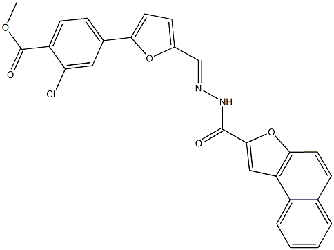 methyl 2-chloro-4-{5-[2-(naphtho[2,1-b]furan-2-ylcarbonyl)carbohydrazonoyl]-2-furyl}benzoate Struktur