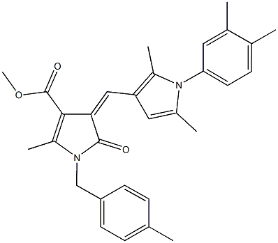 methyl 4-{[1-(3,4-dimethylphenyl)-2,5-dimethyl-1H-pyrrol-3-yl]methylene}-2-methyl-1-(4-methylbenzyl)-5-oxo-4,5-dihydro-1H-pyrrole-3-carboxylate Struktur