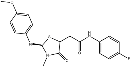 N-(4-fluorophenyl)-2-{2-[(4-methoxyphenyl)imino]-3-methyl-4-oxo-1,3-thiazolidin-5-yl}acetamide Struktur