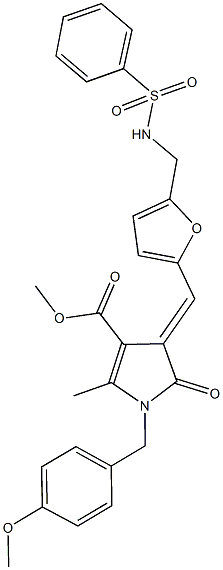 methyl 1-(4-methoxybenzyl)-2-methyl-5-oxo-4-[(5-{[(phenylsulfonyl)amino]methyl}-2-furyl)methylene]-4,5-dihydro-1H-pyrrole-3-carboxylate Struktur