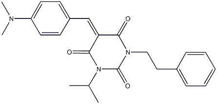 5-[4-(dimethylamino)benzylidene]-1-isopropyl-3-(2-phenylethyl)-2,4,6(1H,3H,5H)-pyrimidinetrione Struktur