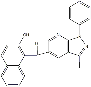 (2-hydroxy-1-naphthyl)(3-methyl-1-phenyl-1H-pyrazolo[3,4-b]pyridin-5-yl)methanone Struktur