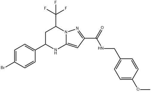 5-(4-bromophenyl)-N-(4-methoxybenzyl)-7-(trifluoromethyl)-4,5,6,7-tetrahydropyrazolo[1,5-a]pyrimidine-2-carboxamide Struktur