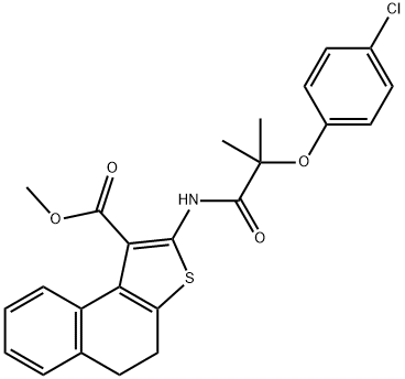 methyl 2-{[2-(4-chlorophenoxy)-2-methylpropanoyl]amino}-4,5-dihydronaphtho[2,1-b]thiophene-1-carboxylate Struktur