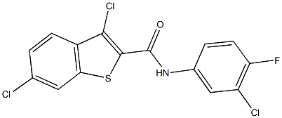 3,6-dichloro-N-(3-chloro-4-fluorophenyl)-1-benzothiophene-2-carboxamide Struktur