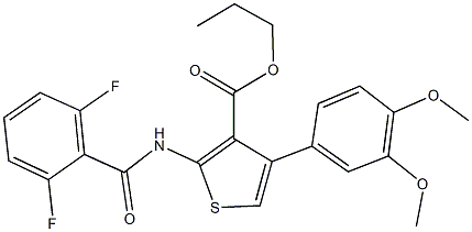 propyl 2-[(2,6-difluorobenzoyl)amino]-4-(3,4-dimethoxyphenyl)-3-thiophenecarboxylate Struktur