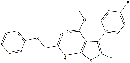 methyl 4-(4-fluorophenyl)-5-methyl-2-{[(phenylsulfanyl)acetyl]amino}-3-thiophenecarboxylate Struktur