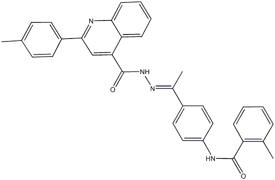 2-methyl-N-[4-(N-{[2-(4-methylphenyl)-4-quinolinyl]carbonyl}ethanehydrazonoyl)phenyl]benzamide Struktur