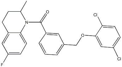 1-{3-[(2,5-dichlorophenoxy)methyl]benzoyl}-6-fluoro-2-methyl-1,2,3,4-tetrahydroquinoline Struktur