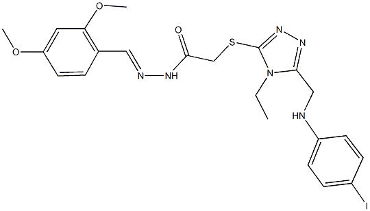 N'-(2,4-dimethoxybenzylidene)-2-({4-ethyl-5-[(4-iodoanilino)methyl]-4H-1,2,4-triazol-3-yl}sulfanyl)acetohydrazide Struktur