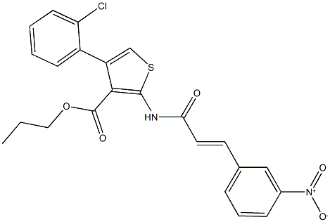 propyl 4-(2-chlorophenyl)-2-[(3-{3-nitrophenyl}acryloyl)amino]-3-thiophenecarboxylate Struktur