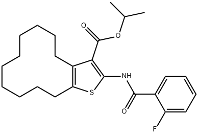 isopropyl 2-[(2-fluorobenzoyl)amino]-4,5,6,7,8,9,10,11,12,13-decahydrocyclododeca[b]thiophene-3-carboxylate Struktur