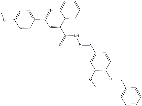 N'-[4-(benzyloxy)-3-methoxybenzylidene]-2-(4-methoxyphenyl)-4-quinolinecarbohydrazide Struktur