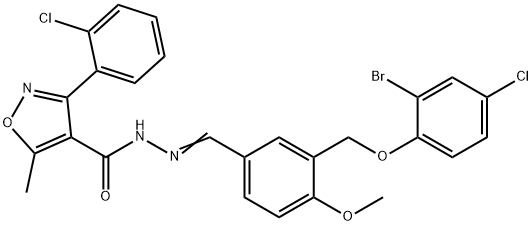 N'-{3-[(2-bromo-4-chlorophenoxy)methyl]-4-methoxybenzylidene}-3-(2-chlorophenyl)-5-methyl-4-isoxazolecarbohydrazide Struktur