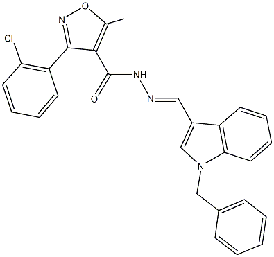 N'-[(1-benzyl-1H-indol-3-yl)methylene]-3-(2-chlorophenyl)-5-methyl-4-isoxazolecarbohydrazide Struktur