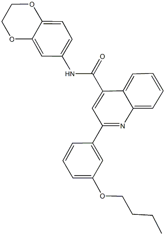 2-(3-butoxyphenyl)-N-(2,3-dihydro-1,4-benzodioxin-6-yl)-4-quinolinecarboxamide Struktur