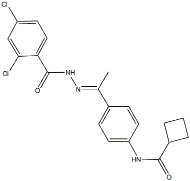 N-{4-[N-(2,4-dichlorobenzoyl)ethanehydrazonoyl]phenyl}cyclobutanecarboxamide Struktur