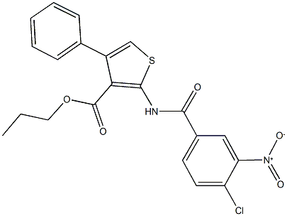 propyl 2-({4-chloro-3-nitrobenzoyl}amino)-4-phenyl-3-thiophenecarboxylate Struktur