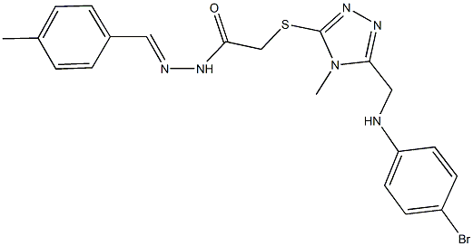 2-({5-[(4-bromoanilino)methyl]-4-methyl-4H-1,2,4-triazol-3-yl}sulfanyl)-N'-(4-methylbenzylidene)acetohydrazide Struktur