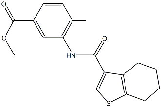 methyl 4-methyl-3-[(4,5,6,7-tetrahydro-1-benzothien-3-ylcarbonyl)amino]benzoate Struktur