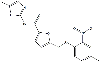 5-({2-nitro-4-methylphenoxy}methyl)-N-(5-methyl-1,3-thiazol-2-yl)-2-furamide Struktur