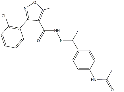 N-[4-(N-{[3-(2-chlorophenyl)-5-methyl-4-isoxazolyl]carbonyl}ethanehydrazonoyl)phenyl]propanamide Struktur