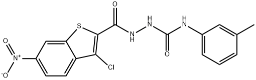 2-({3-chloro-6-nitro-1-benzothien-2-yl}carbonyl)-N-(3-methylphenyl)hydrazinecarboxamide Struktur