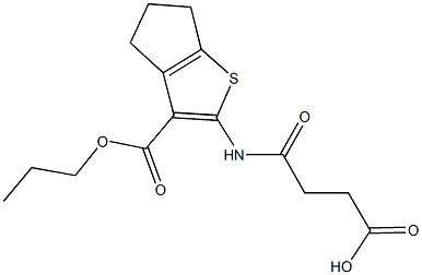 4-oxo-4-{[3-(propoxycarbonyl)-5,6-dihydro-4H-cyclopenta[b]thien-2-yl]amino}butanoic acid Struktur