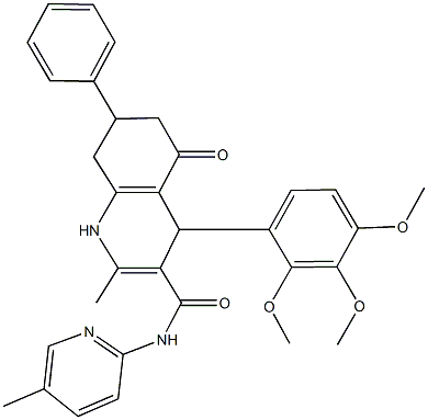 2-methyl-N-(5-methylpyridin-2-yl)-5-oxo-7-phenyl-4-(2,3,4-trimethoxyphenyl)-1,4,5,6,7,8-hexahydroquinoline-3-carboxamide Struktur