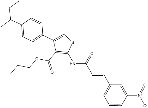 propyl 4-(4-sec-butylphenyl)-2-[(3-{3-nitrophenyl}acryloyl)amino]-3-thiophenecarboxylate Struktur