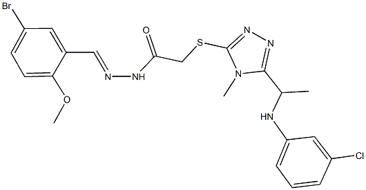 N'-(5-bromo-2-methoxybenzylidene)-2-({5-[1-(3-chloroanilino)ethyl]-4-methyl-4H-1,2,4-triazol-3-yl}sulfanyl)acetohydrazide Struktur