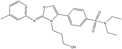 N,N-diethyl-4-{3-(3-hydroxypropyl)-2-[(3-methylphenyl)imino]-2,3-dihydro-1,3-thiazol-4-yl}benzenesulfonamide Struktur