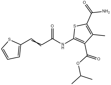 isopropyl 5-(aminocarbonyl)-4-methyl-2-{[3-(2-thienyl)acryloyl]amino}-3-thiophenecarboxylate Struktur