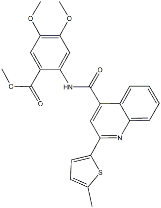 methyl 4,5-dimethoxy-2-({[2-(5-methyl-2-thienyl)-4-quinolinyl]carbonyl}amino)benzoate Struktur