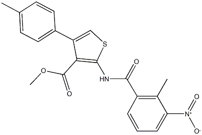 methyl 2-({3-nitro-2-methylbenzoyl}amino)-4-(4-methylphenyl)thiophene-3-carboxylate Struktur