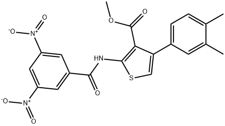 methyl 2-({3,5-dinitrobenzoyl}amino)-4-(3,4-dimethylphenyl)-3-thiophenecarboxylate Struktur