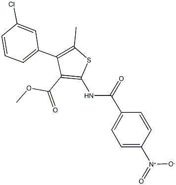 methyl 4-(3-chlorophenyl)-2-({4-nitrobenzoyl}amino)-5-methylthiophene-3-carboxylate Struktur