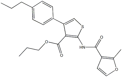 propyl 2-[(2-methyl-3-furoyl)amino]-4-(4-propylphenyl)-3-thiophenecarboxylate Struktur