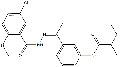 N-{3-[N-(5-chloro-2-methoxybenzoyl)ethanehydrazonoyl]phenyl}-2-ethylbutanamide Struktur