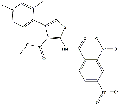 methyl 2-({2,4-bisnitrobenzoyl}amino)-4-(2,4-dimethylphenyl)thiophene-3-carboxylate Struktur