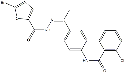 N-{4-[N-(5-bromo-2-furoyl)ethanehydrazonoyl]phenyl}-2-chlorobenzamide Struktur