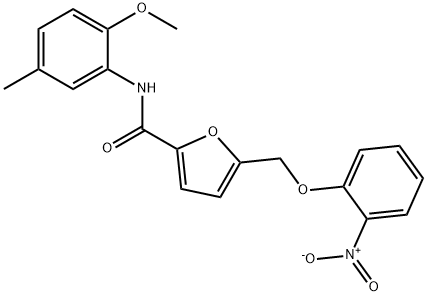 5-({2-nitrophenoxy}methyl)-N-(2-methoxy-5-methylphenyl)-2-furamide Structure