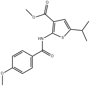 methyl 5-isopropyl-2-[(4-methoxybenzoyl)amino]thiophene-3-carboxylate Struktur