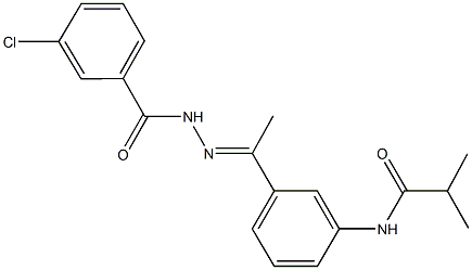 N-{3-[N-(3-chlorobenzoyl)ethanehydrazonoyl]phenyl}-2-methylpropanamide Struktur