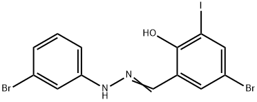 5-bromo-2-hydroxy-3-iodobenzaldehyde (3-bromophenyl)hydrazone Struktur