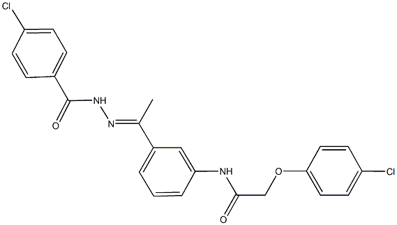 N-{3-[N-(4-chlorobenzoyl)ethanehydrazonoyl]phenyl}-2-(4-chlorophenoxy)acetamide Struktur