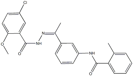 N-{3-[N-(5-chloro-2-methoxybenzoyl)ethanehydrazonoyl]phenyl}-2-methylbenzamide Struktur